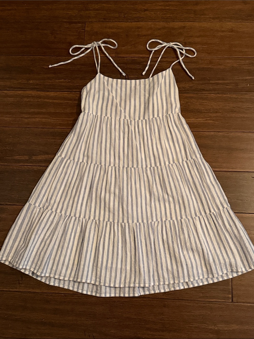 Abercrombie Striped Blue & White Tie-Shoulder Sundress XS